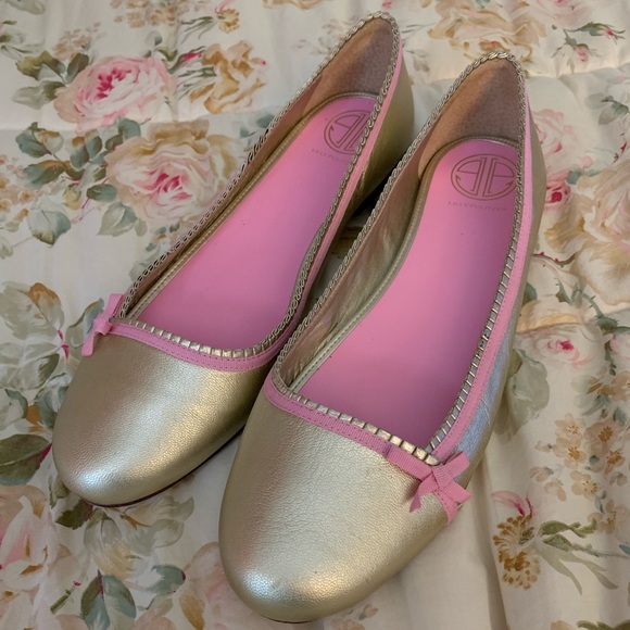 Lilly Pulitzer Via Palm Beach Gold Ballet Flats Size 9.5 - Picture 4 of 5